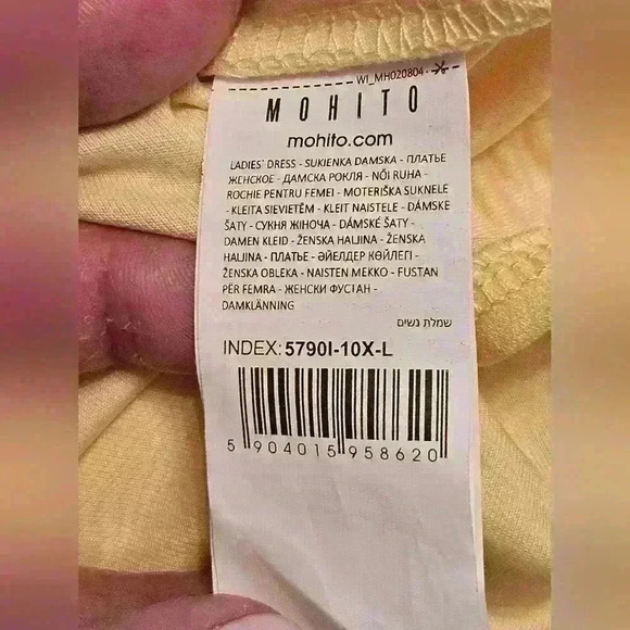 Mohito Yellow Short Sleeve V neck Mini Dress With Ruffle Hem Size L EUC - Picture 14 of 16